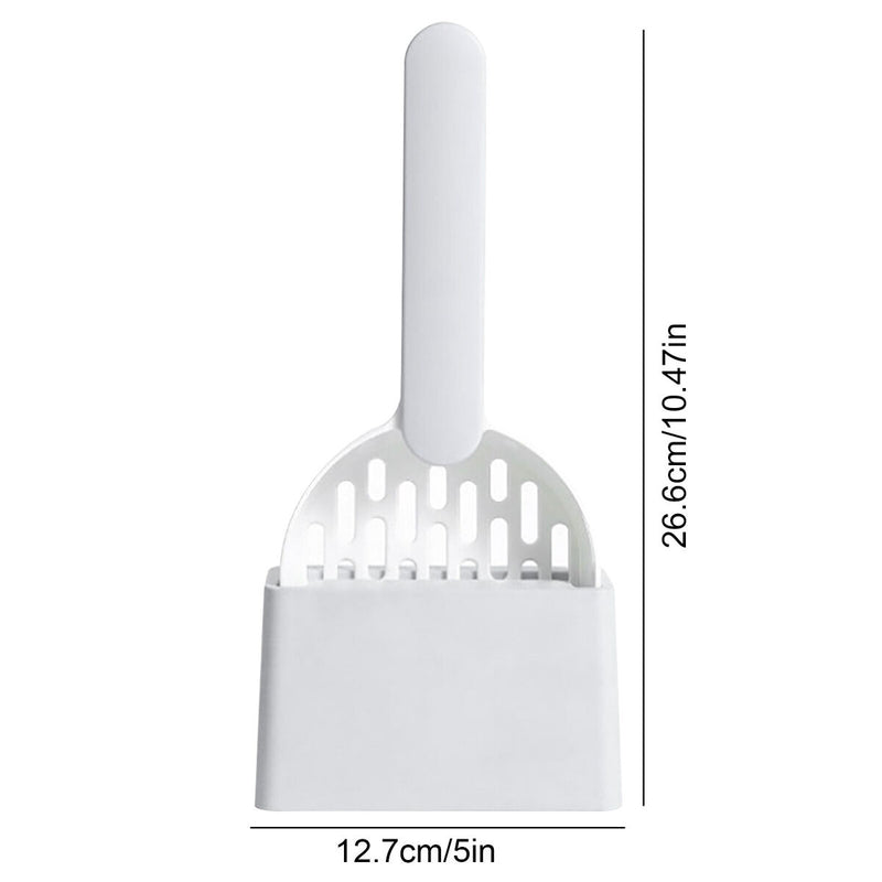 Cat Litter Scoop Kitty Litter Sifter Scoop with Caddy Holder (White+Grey) Newly