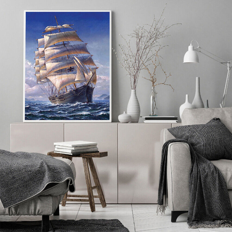 Oil Paint By Numbers Picture DIY Drawing Painting Abstract Boat Art Crafts