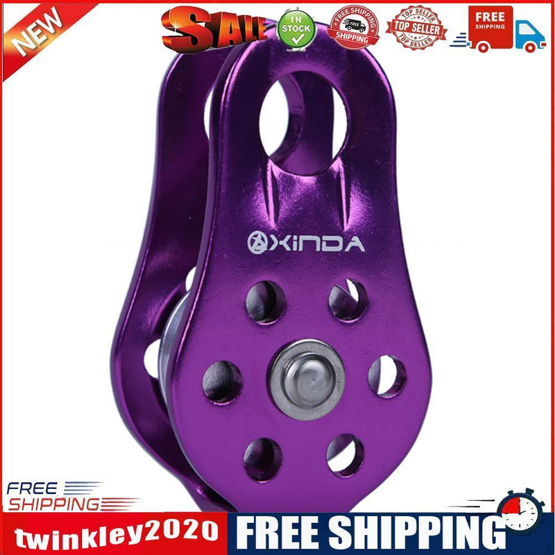 Rock Climbing Pulley Aluminum Bearing Lifting Fixed Rope Equipment (Purple)