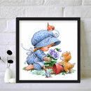 Handmade Painting Girl Flower Cat Art Mosaic Kit Diamond DIY 5D Round Full Drill