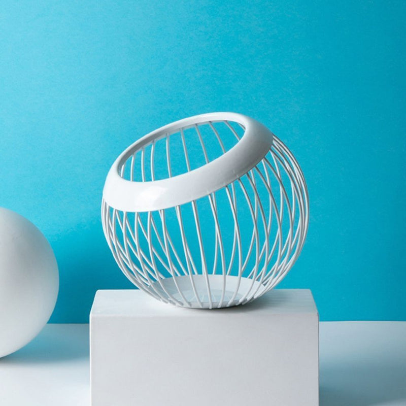 Style Modern Home Storage Basket Woven Iron Wire Hollow Storage Fruit Plate