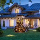 Solar Bird Feeder LED Light Metal Hanging Garden Yard Backyard Decor Lanterns