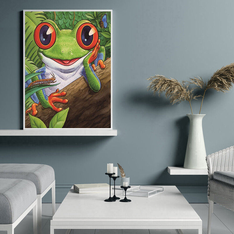 DIY Animal Frog Acrylic Drawing Oil Paint Kit by Numbers Coded Picture Kids