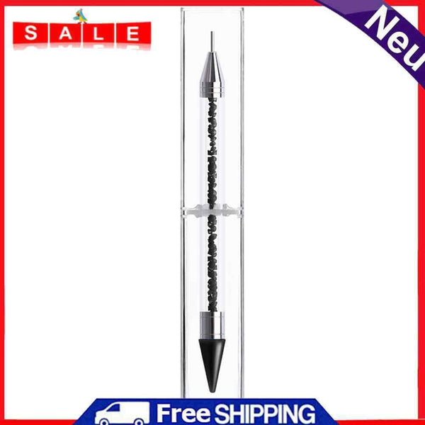 Dual Heads Dotting Wax Pen Point Drill Picker Nail Art Studs Dotter (Black)