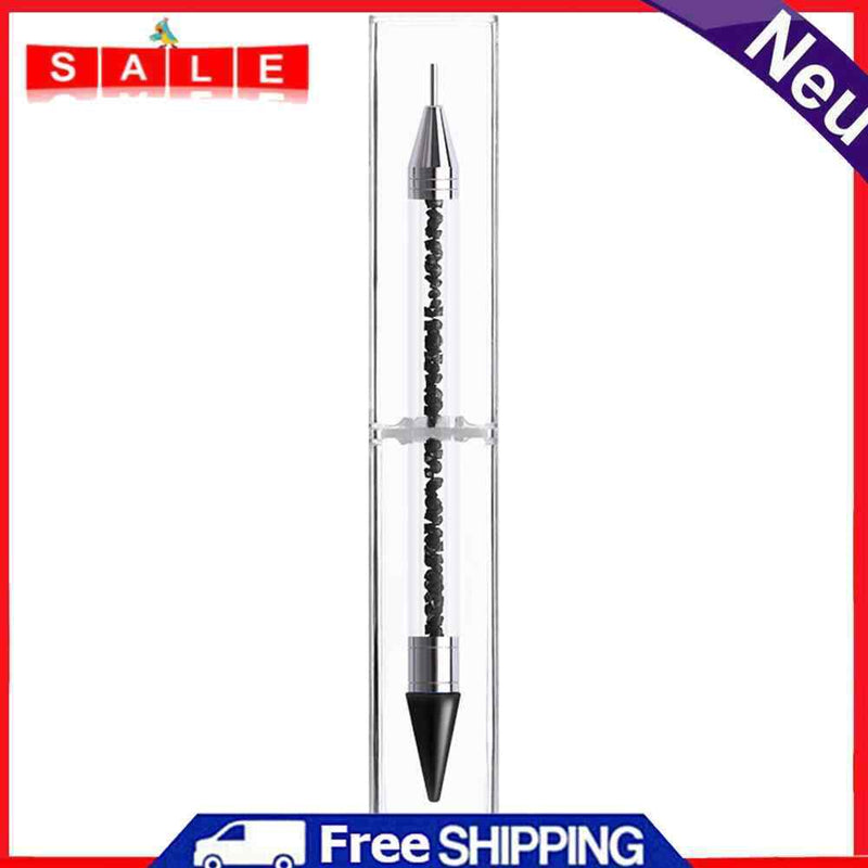 Dual Heads Dotting Wax Pen Point Drill Picker Nail Art Studs Dotter (Black)