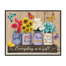 11CT Printed Full Embroidery Flower Butterfly Needlework DIY Cotton Craft Decor