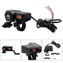 Motorcycle 3.4A Dual USB Charger Handlebar Mirror Power Adapter with Voltme