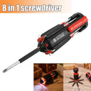 8 in 1 Screwdriver with LED Torch Flash light Multi-functional Repair Tools,`