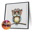 5D DIY Full Drill Diamond Painting Glasses Owl Cross Stitch Embroidery Kit Cr