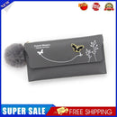 Women PU Flap Wallet with Plush Ball Lady Butterfly Coin Purse (Grey)