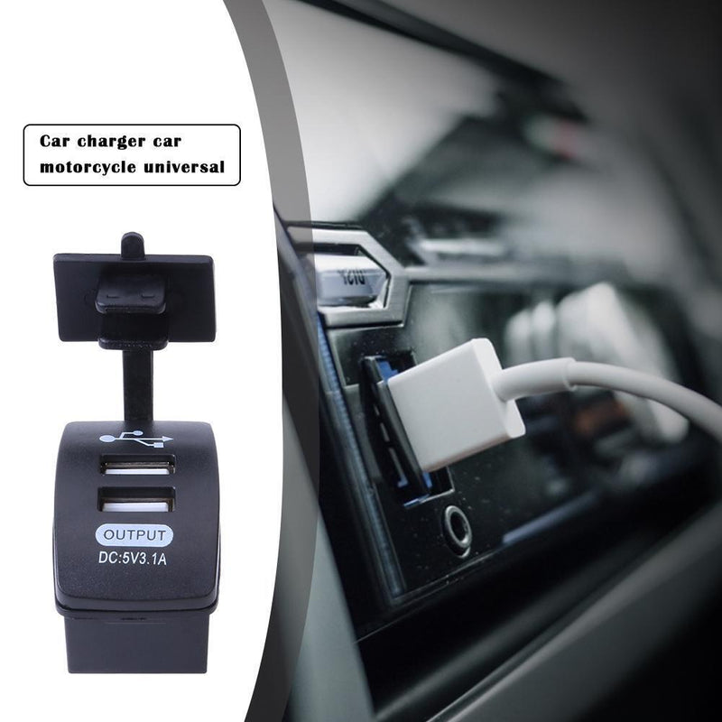 Universal Car Motorcycle 3.1A Dual USB Charger with Waterproof Cover for Phone