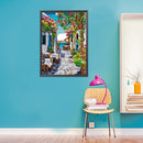 2 Beaches DIY Full Embroidery Flower Street Handmade Printed Cross Stitch Kit