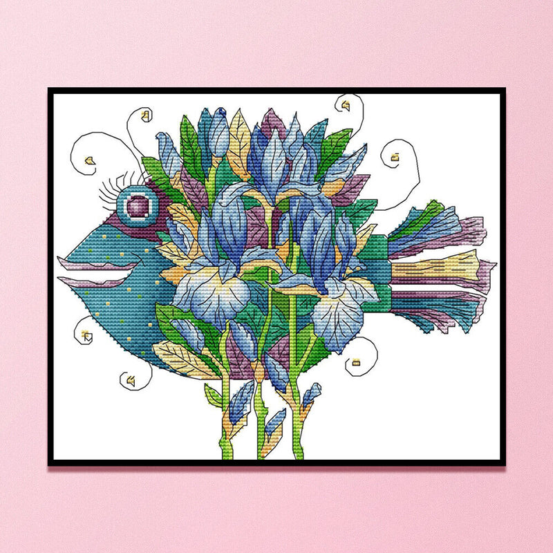 Partial Embroidery DIY Beautiful Fish 14CT Stamped Kit Cross Stitch Craft