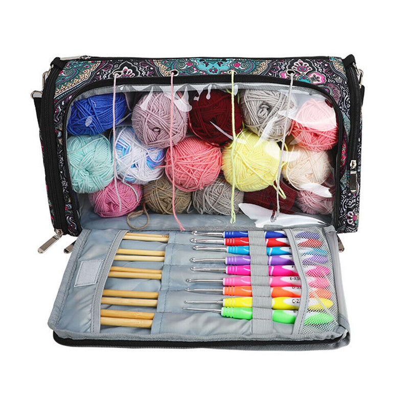 Yarn Storage Bag Knitting Tote for Thread Crochet Hooks Needles (Totem)
