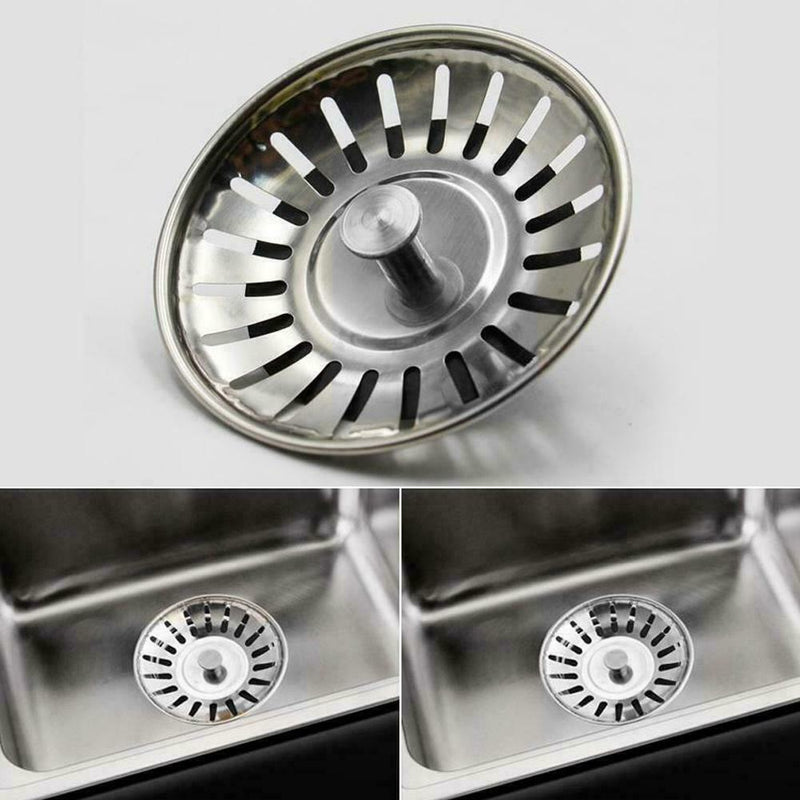 1xStainless Steel Sink Strainer Waste Plug Drain Stopper Tool Filter Basket Q0V0