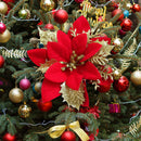 Christmas Trees Decor Glitter Artificial Poinsettia Bush Wreath (Red) Newly