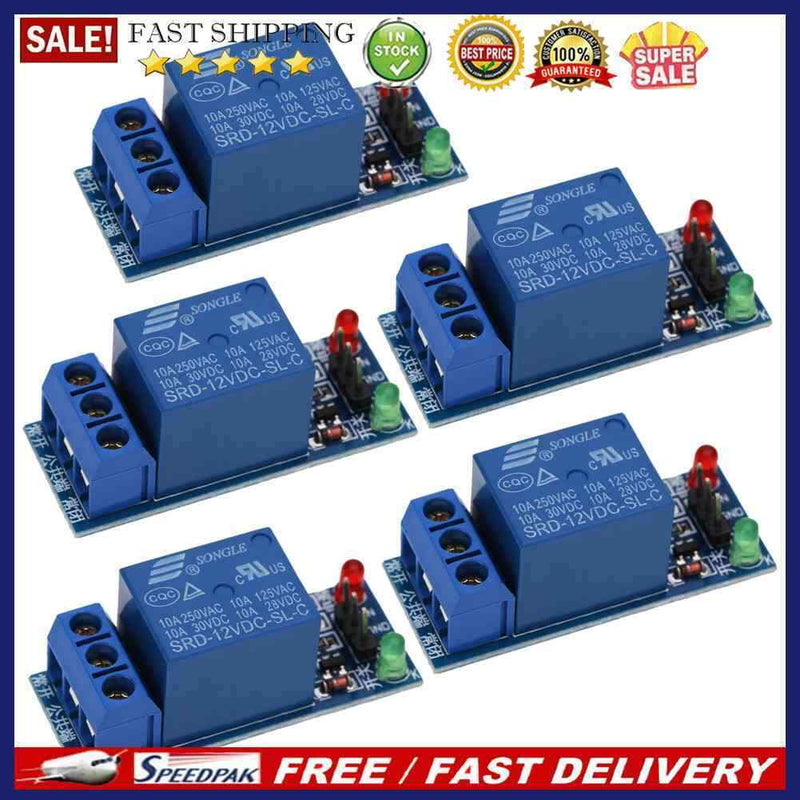 5Pcs 12V 1 Channel Relay Module Optocouple Board Shield for PIC AVR DSP ARM
