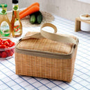 Portable Wicker Rattan Waterproof Tableware Insulated Thermal Basket Z4Y1