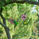 Outdoor Indoor Stained Bird Pendant Glass Window Hanging Ornament Hummingbird