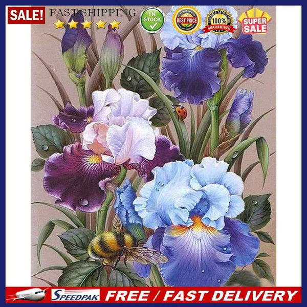 DIY Hand Painted Paint By Numbers Oil Canvas Pictures Iris Flowers Kit Orna