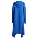 Long Sleeve Women Fleece Hoodies Irregular Loose Solid Color (Blue)(4XL)