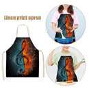 Kitchen Linen Apron Music Note Paint Picnic Coffee Shop Accessory Pinafore