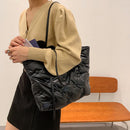 Women Fashion Cotton Large Shoulder Tote Bag Winter Pure Color Bucket Handbag