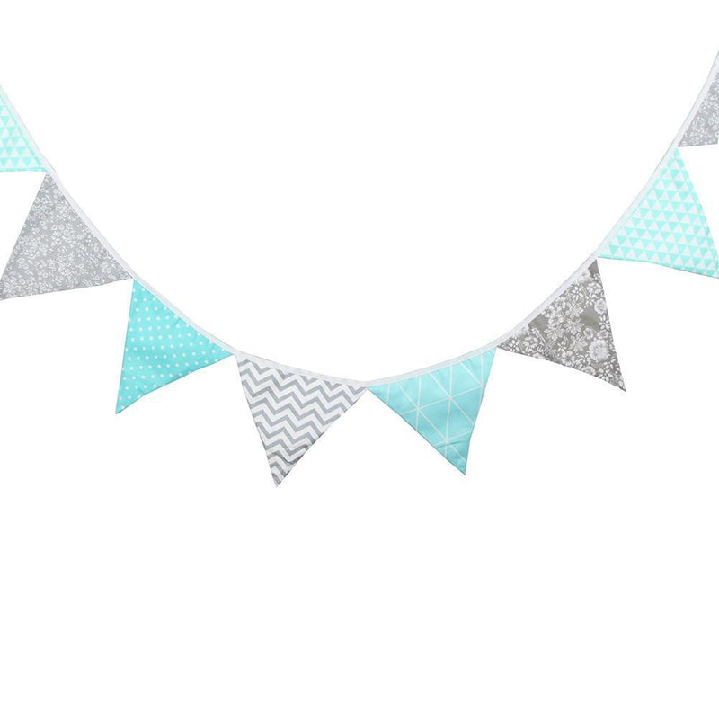 12 Flags Fabric Triangular Flag Bunting Banners Wedding Party Home Decor