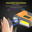 Waterproof COB LED Induction Headlights Clip-on-Cap Sports Lights (Black)