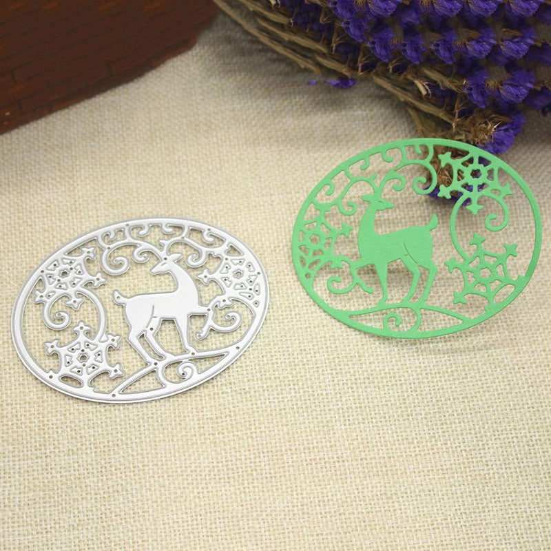 Hot Christmas Deer Oval Style DIY Punching Molds Stencil Scrapbooking Album