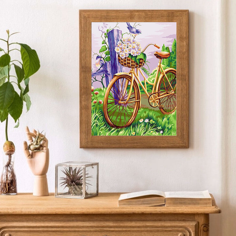 Lawn Bike Oil Paint By Numbers Kits DIY Handpainted on Canvas Wall Art Gift