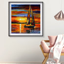 Full Cross Stitch 11CT Sailboat Stamped DIY Cotton Thread Embroidery (2) Newly