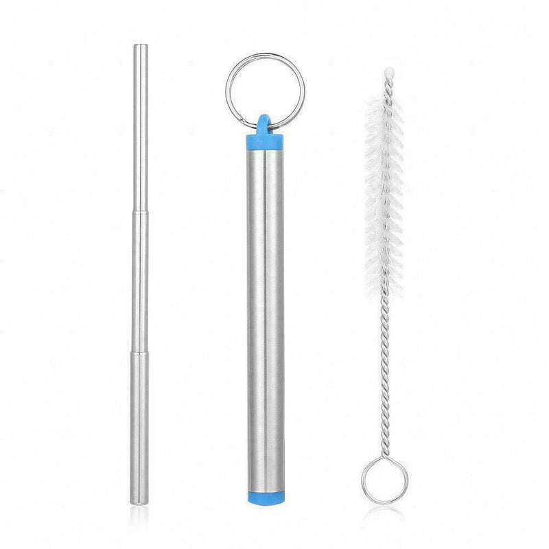 Portable Telescopic Drinking Straw Steel Cleaning Brush W4M5 Straw N5J3