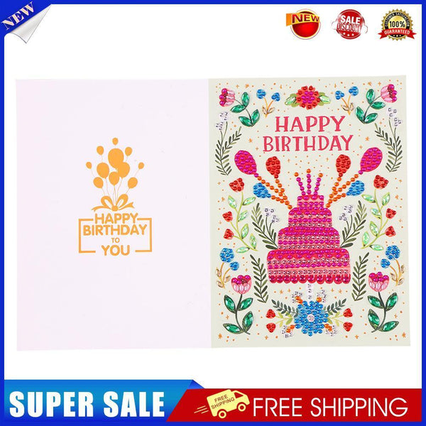 Special Shaped 5D Diamond Painting Happy Birthday Card DIY Postcard (KP017)