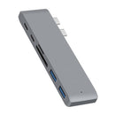 Dual Type-C Hub 2 Ports USB 3.0 TF Card Reader Adapter for MacBook Pro 2016 2017