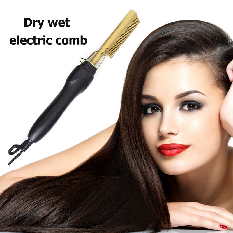 2 in 1 Hair Straightener Curler Electric Hot Heating Iron Styling Comb (EU)