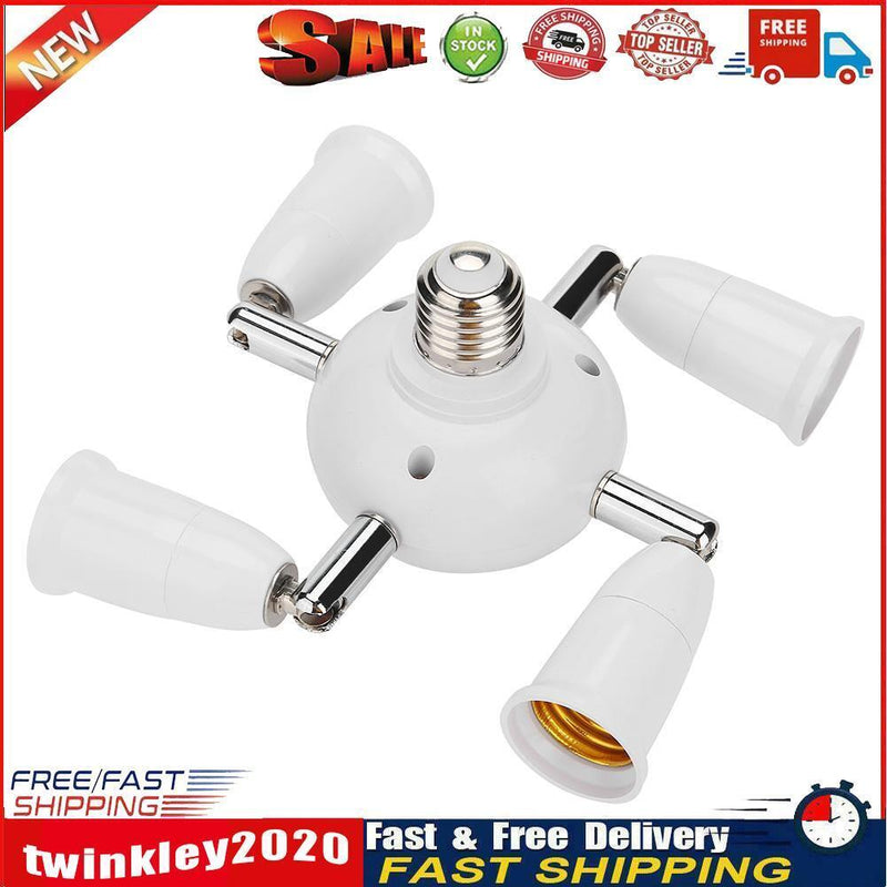 Adjustable E27 Splitter 5 Heads Lamp Base LED Bulb Adapter Holder Socket Newly