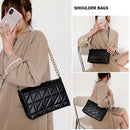 Pure Color Lattice Pattern PU Chain Shoulder Underarm Bag Women Flap Handbags