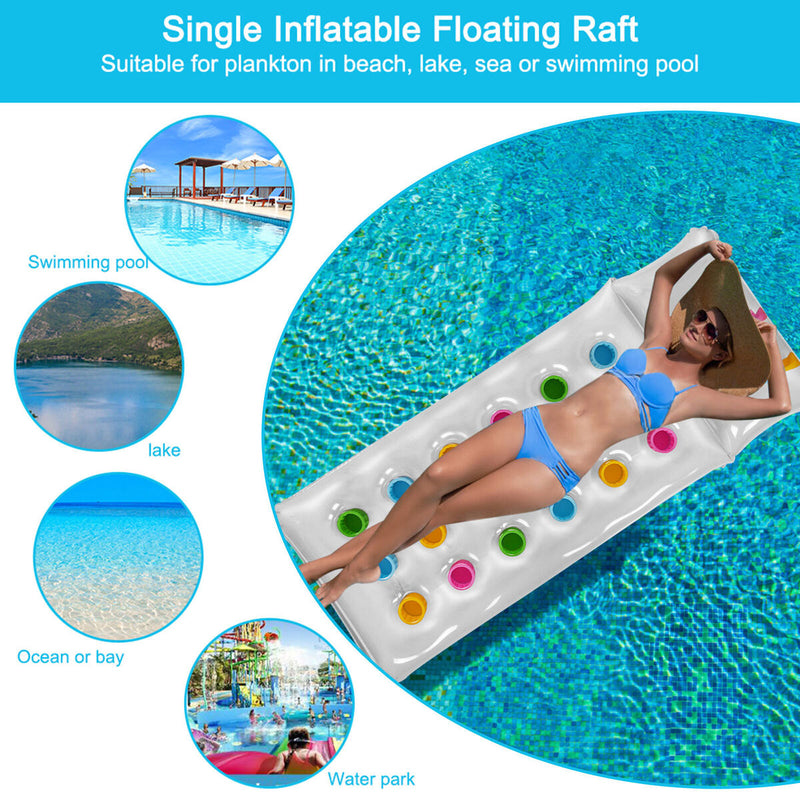 Inflatable Summer Pool Lounge with Cup Holes Water Floating Lounge (Color)