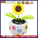 Solar Flower Car Ornament Auto Interior Swing Flip Flap Pot Sunflower Kids
