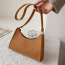 Women Felt Solid Color Shoulder Bag Casual Zipper Messenger Bag (Brown)