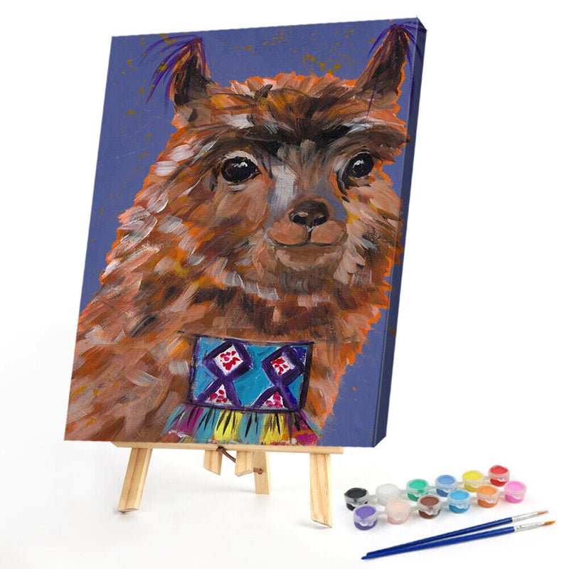 Colored DIY Arts Digital Oil Painting Cute Alpaca No Frame Picture By Numbers