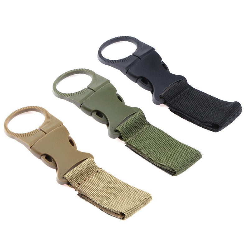 3pcs Nylon Webbing Buckle Water Bottle Holder Clip Climb Carabiner Belt