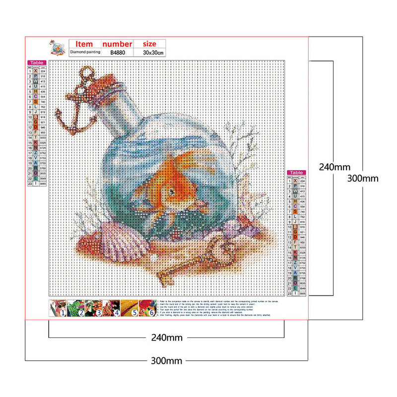 5D DIY Diamond Painting Kits Full Round Drill Goldfish Drift Bottle Mosaic