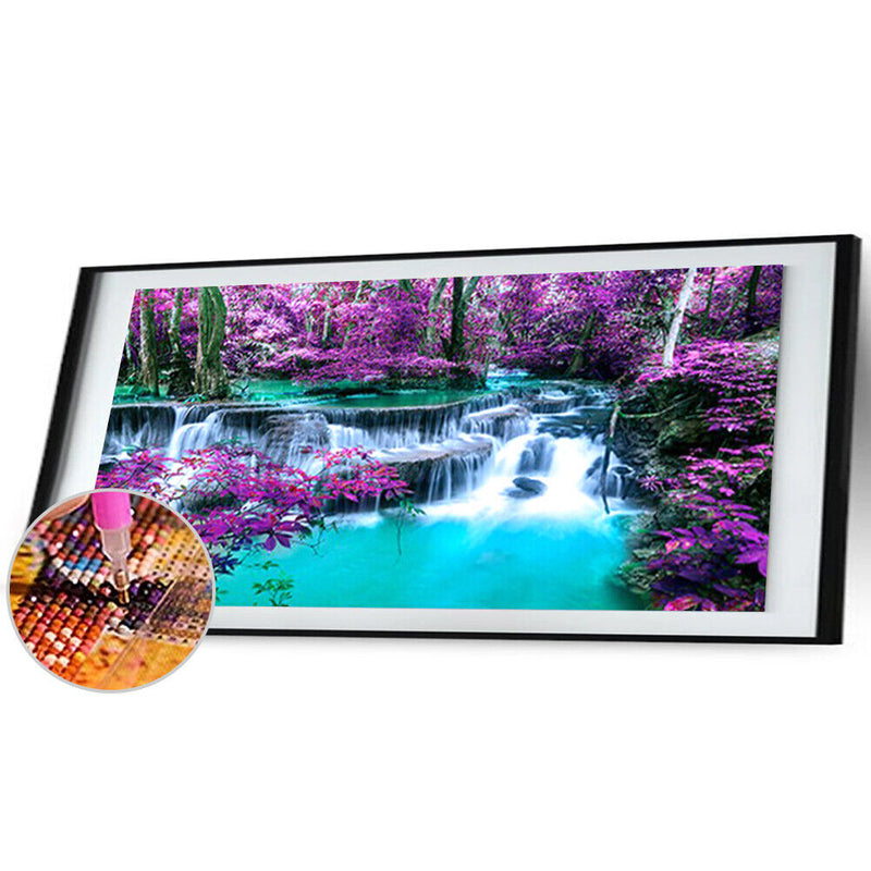 5D DIY Full Round Drill Diamond Painting Kit Waterfall Mountain Drawing Orn