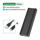 M2 SSD Disk Case Enclosure Hard Drive Box (Dual Protocol-10Gbps C-A Black)