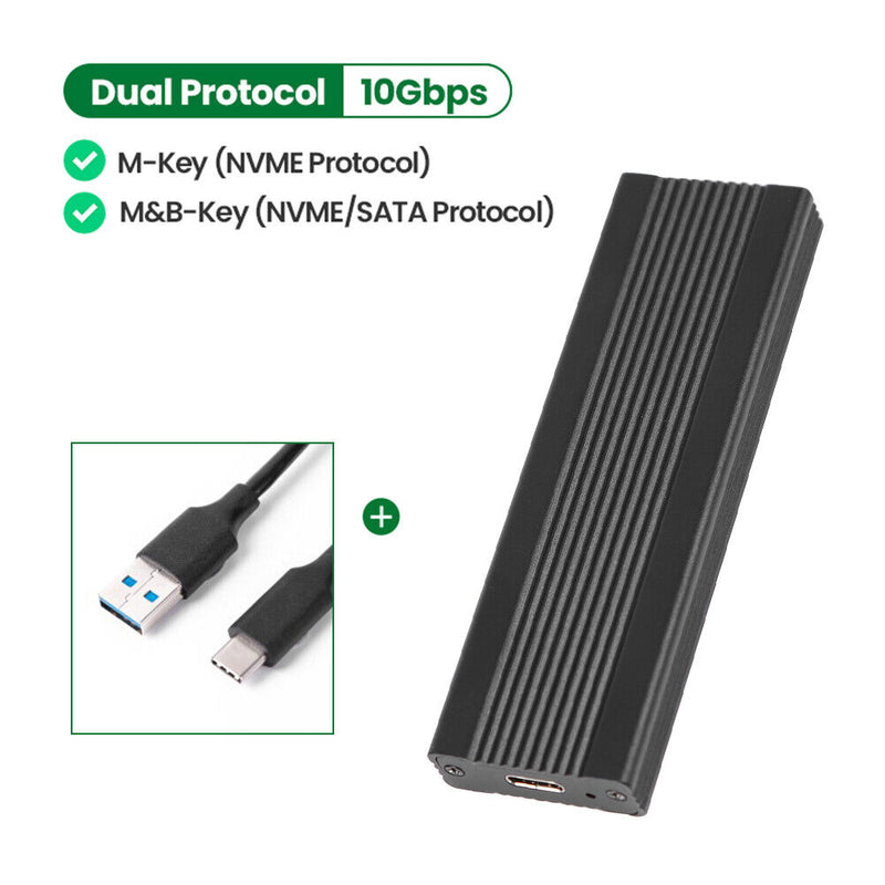 M2 SSD Disk Case Enclosure Hard Drive Box (Dual Protocol-10Gbps C-A Black)