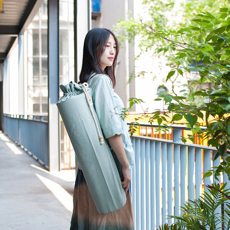 Portable Yoga Mat Storage Bag Fitness Pilates Mat Carrier Bags (Light Blue)