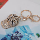 Crystal Hat Keychain Rhinestone Women Backpack Pendant Key Ring Jewelry Gif