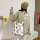 Fashion Bear Print Shoulder Bag Casual Women Large Capacity Street Plush Handbag